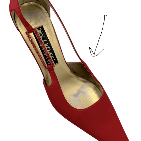 Red J.Renee Couture Collection  Women's Red Satin Rhinestone Pump Heels Size: 9 - Picture 8 of 8